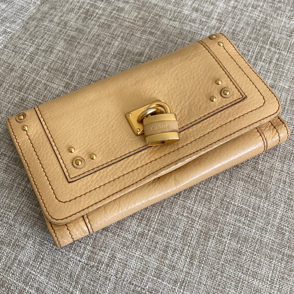 Chloe paddington Calfskin tan long wallet